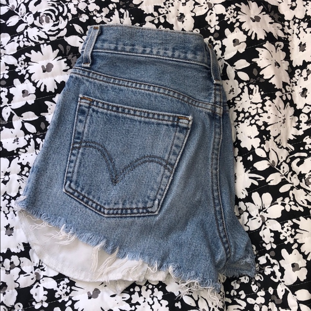 Distressed Levi jean shorts